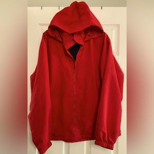 Lands’ End Men’s Fleece Lined Rain Coat Jacket Red Size Large